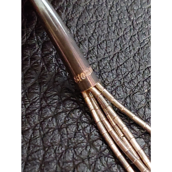 Hand strung sterling silver and lapis Native American necklace - Picture 5 of 6